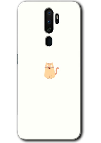 Oppo A9 2020 Kılıf Hd Desen Baskılı Arka Kapak + Kırılmaz Cam - Cat Minimalism