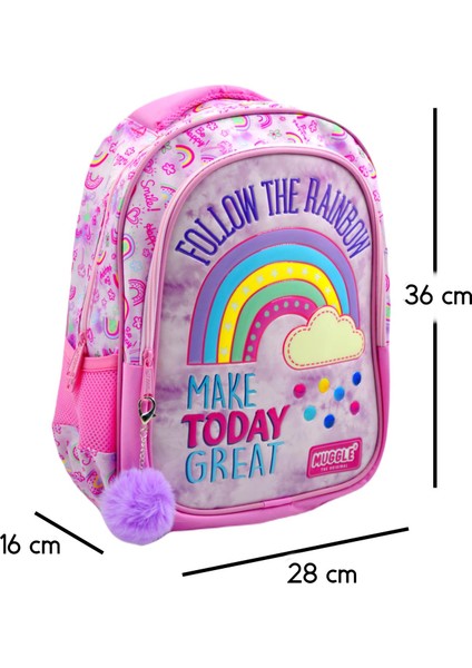 2 Bölmeli Soft Rainbow Pembe Okul Sırt Çantası (MU-6696) fiyatları