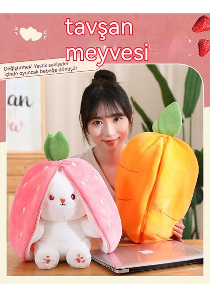 Yingnuo  Çilek Tavşan 18 cm  Peluş Oyuncak - Pembe (Yurt Dışından)