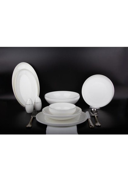 Bone China 54 Parça Platin Yemek Takımı