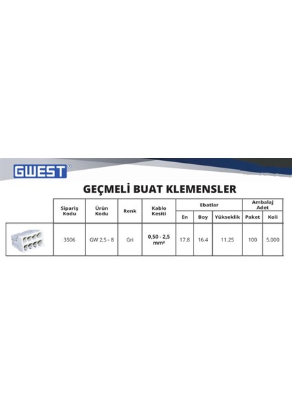 Gw 2,5-8 Geçmeli Buat Klemens Gri