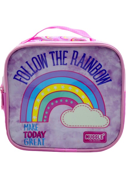 Termoslu Soft Rainbow Pembe Beslenme Çantası (MU-6733)