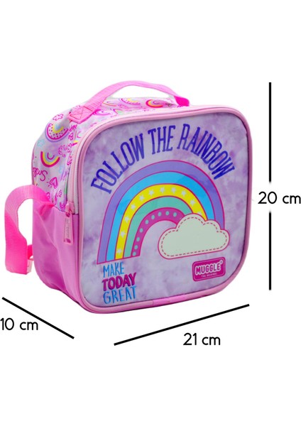 Termoslu Soft Rainbow Pembe Beslenme Çantası (MU-6733)