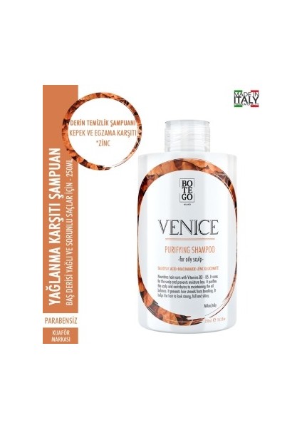 Venice Purifying Arındırıcı Şampuan 250 ml Yağlı Saç ve Saç Derisi, Kepek