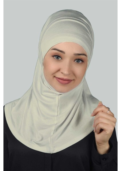 Ikili Set Pratik Eşarp Hazır Türban ve Hijab Tesettür Bonesi - Krem