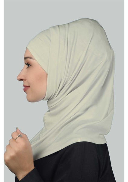 Ikili Set Pratik Eşarp Hazır Türban ve Hijab Tesettür Bonesi - Krem