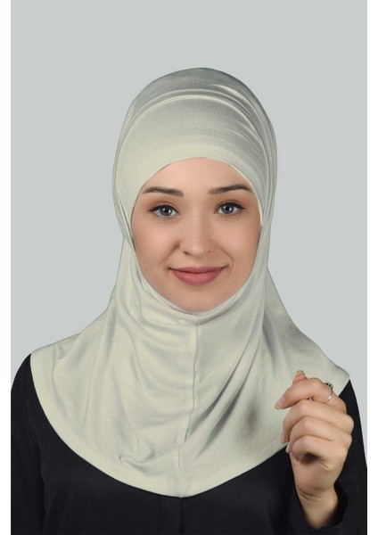 Ikili Set Pratik Eşarp Hazır Türban ve Hijab Tesettür Bonesi - Krem