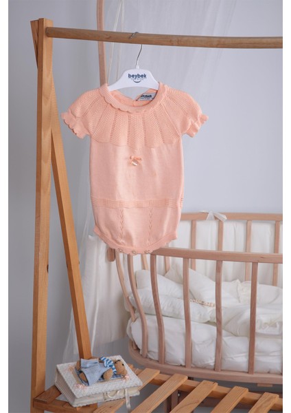 Saç Bantlı %100 Pamuk Kız Bebek Triko Zıbın 5514