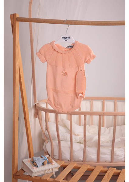 Saç Bantlı %100 Pamuk Kız Bebek Triko Zıbın 5514