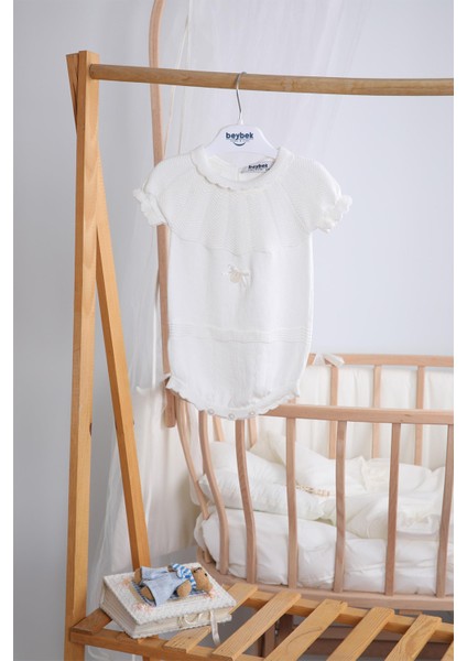 Saç Bantlı %100 Pamuk Kız Bebek Triko Zıbın 5514