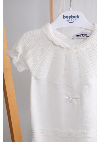Saç Bantlı %100 Pamuk Kız Bebek Triko Zıbın 5514