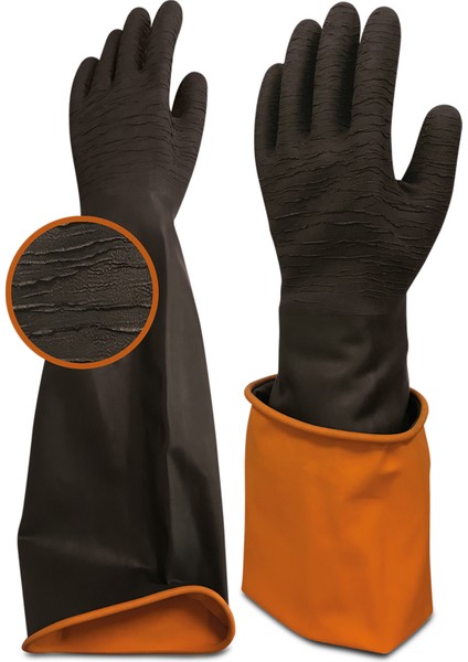 Korun Tırtıklı 60 cm Uzun Siyah Iş Eldiveni 11 Beden