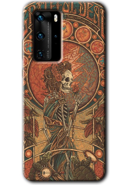 Huawei P40 Pro Kılıf Hd Desen Baskılı Arka Kapak + Esnek Nano Cam - İskelet Aşk