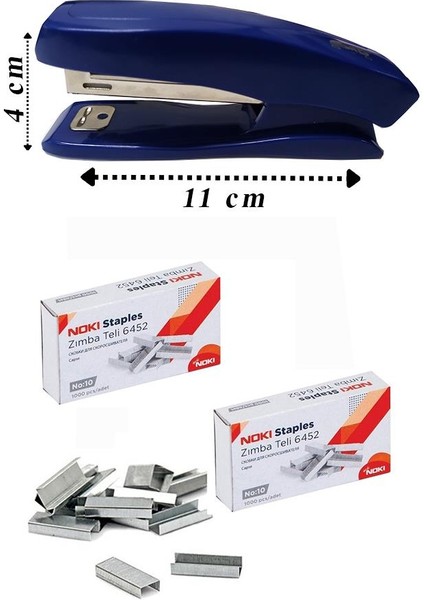Zımba Makinesi Seti Küçük Mavi S-5 No:10 1 Adet Zımba Teli 2 Paket 10-15 Sayfa Ofis Büro Okul Öğrenci Mini Boy