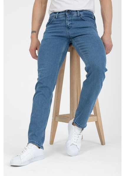 Erkek Açık Mavi Regular Fit Denim Pantolon