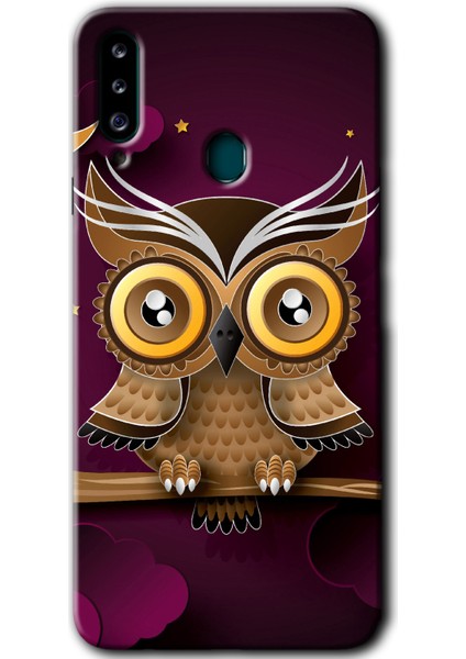 Galaxy A20S Kılıf Hd Desen Baskılı Arka Kapak - Owl Bird Branch