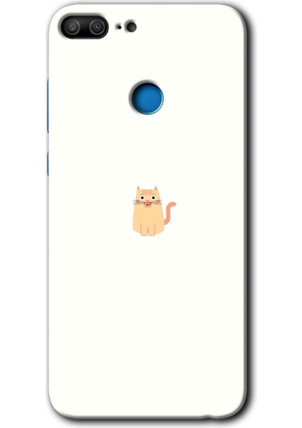 Honor 9 Lite Kılıf Hd Desen Baskılı Arka Kapak + Esnek Nano Cam - Cat Minimalism