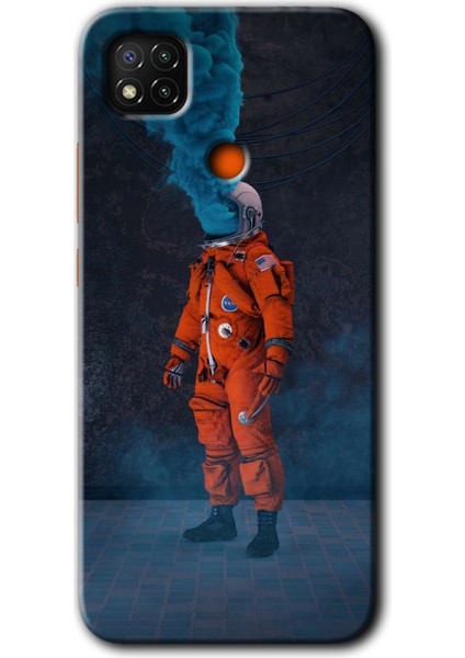 Redmi 9c Kılıf Hd Desen Baskılı Arka Kapak + Kırılmaz Cam - Smoke Astronot