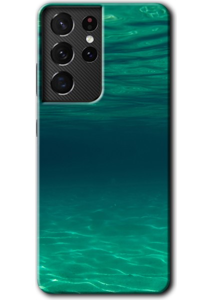 Galaxy S21 Ultra Kılıf Hd Desen Baskılı Arka Kapak + Esnek Nano Cam - Derin Deniz