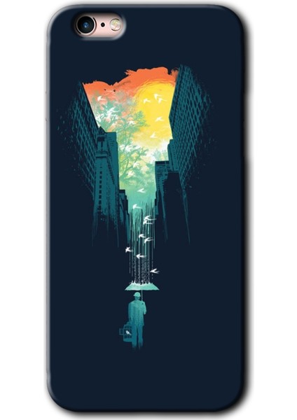 iPhone 6s Plus Kılıf Hd Desen Baskılı Arka Kapak + Kırılmaz Cam - City Bird Sky
