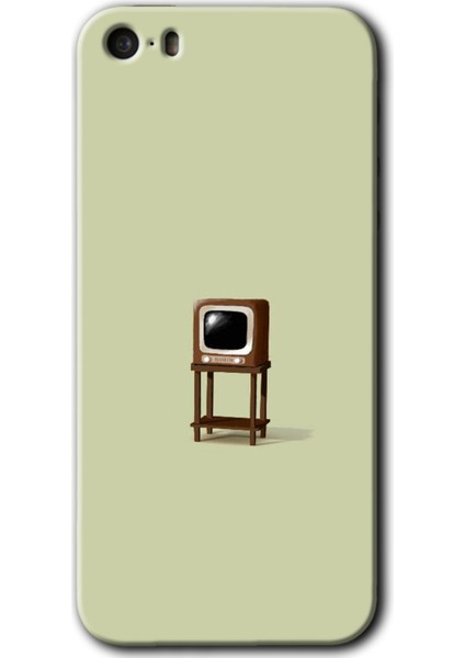 iPhone 5s Kılıf Hd Desen Baskılı Arka Kapak + Esnek Nano Cam - Retro-Tv