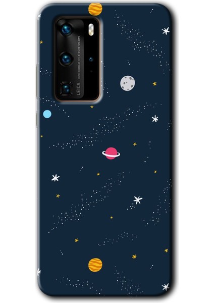 Huawei P40 Pro Kılıf Hd Desen Baskılı Arka Kapak - Çizim Gezegen