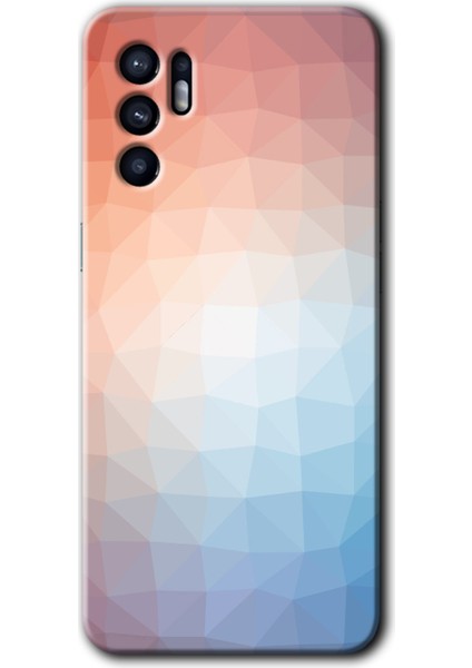 Oppo Reno 6 Kılıf Hd Desen Baskılı Arka Kapak + Kırılmaz Cam - Polygon Graident 3
