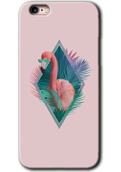 iPhone 6s Plus Kılıf Hd Desen Baskılı Arka Kapak + Kırılmaz Cam - Flamingo