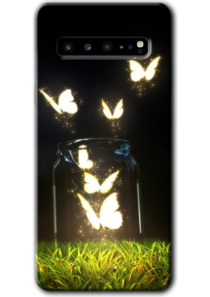Galaxy S10 Plus Kılıf Hd Desen Baskılı Arka Kapak - Işıklı Kelebekler