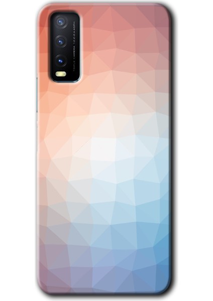 Vivo Y11S Kılıf Hd Desen Baskılı Arka Kapak + Kırılmaz Cam - Polygon Graident 3