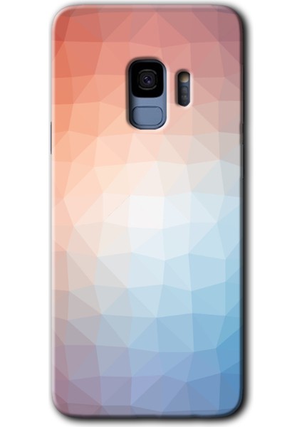 Galaxy S9 Kılıf Hd Desen Baskılı Arka Kapak + Kırılmaz Cam - Polygon Graident 3