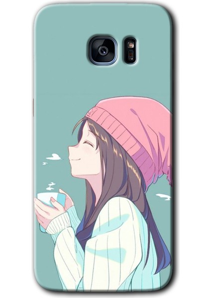 Galaxy S7 Edge Kılıf Hd Desen Baskılı Arka Kapak + Kırılmaz Cam - Happy Girl