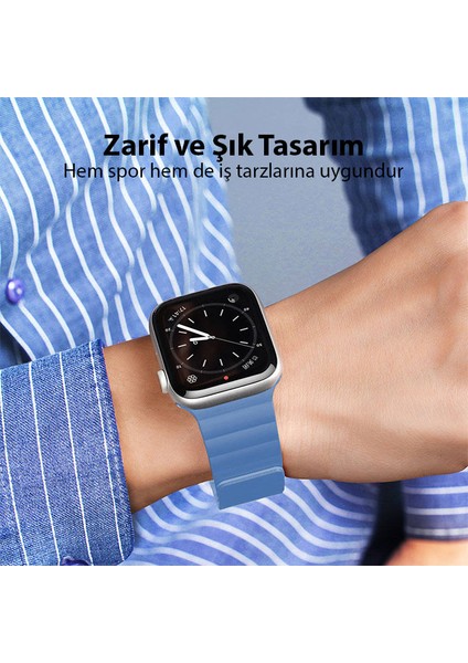 Dux Ducıs Apple Watch 38-40-41MM Için Manyetik Zincir Versiyon Pu Deri Kayış Kordon
