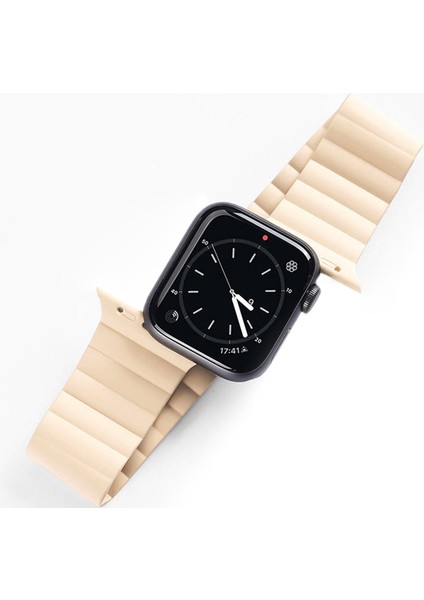 Dux Ducıs Apple Watch 42-44-45MM Için Manyetik Zincir Versiyon Pu Deri Kayış Kordon