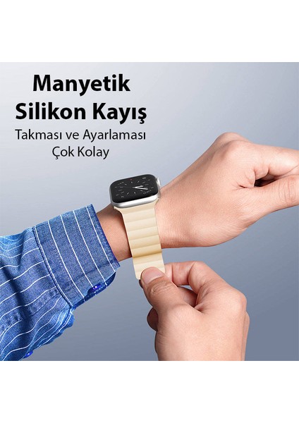 Dux Ducıs Apple Watch 42-44-45MM Için Manyetik Zincir Versiyon Pu Deri Kayış Kordon