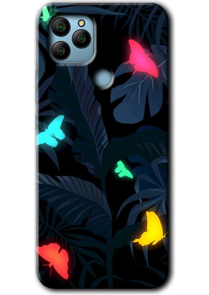 General Mobile Gm 22 Kılıf Hd Desen Baskılı Arka Kapak + Esnek Nano Cam - Lighter Butterfly