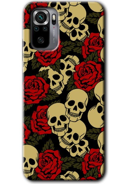 Redmi Note 10S Kılıf Hd Desen Baskılı Arka Kapak + Esnek Nano Cam - Kurukafa Aşk