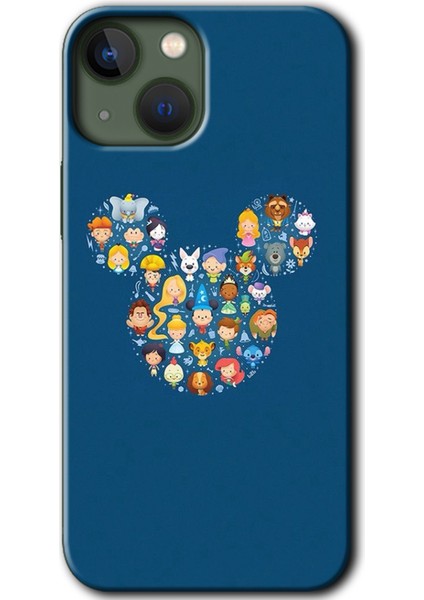 iPhone 13 Mini Kılıf Hd Desen Baskılı Arka Kapak + Kırılmaz Cam - Mickey