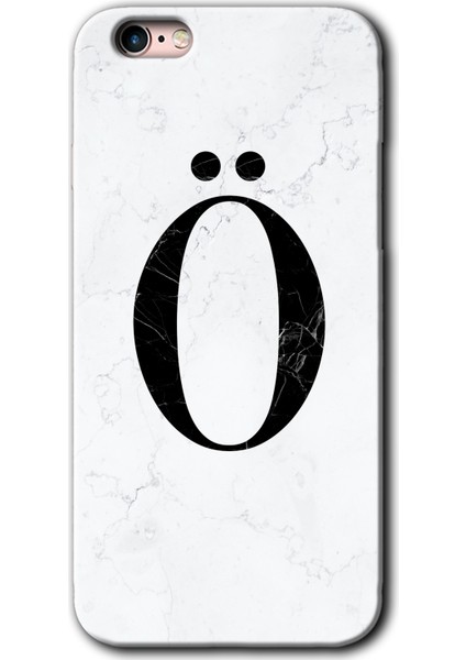 iPhone 6 Plus Kılıf Hd Desen Baskılı Arka Kapak - Beyaz Mermer Desenli Ö Harfi