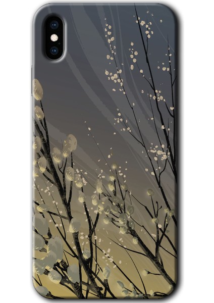 iPhone x Kılıf Hd Desen Baskılı Arka Kapak + Kırılmaz Cam - Branches Flowers
