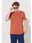 Erkek Açık Kahve Slim Fit Dar Kesim %100 Pamuk Bisiklet Yaka Tişört 1