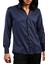 Lacivert Dar Kesim Micro Kumaş Kol Düğmeli Slim Fit Erkek Gömlek - 201-12 2