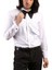 Beyaz Gizli Pat Damatlık Ata Yaka Kol Düğmeli Slim Fit Smokin Gömlek - 001 1