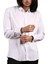 Beyaz Düğmeli Yaka ve Zincirli Uzun Kol Dar Kesim Micro Kumaş Kol Düğmeli Slim Fit Erkek Gömlek - 198-1 1