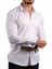 Beyaz 8 Drop Ekstra Uzun Kol Dar Kesim Micro Kumaş Kol Düğmeli Slim Fit Erkek Gömlek - 197-1 3