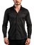 Siyah Ekstra Dar Kesim Likralı Esnek Micro Kumaş Kol Düğmeli Slim Fit Erkek Gömlek - 195-6 1