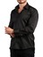 Siyah Ekstra Dar Kesim Likralı Esnek Micro Kumaş Kol Düğmeli Slim Fit Erkek Gömlek - 195-6 2