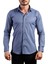 Indigo Ekstra Dar Kesim Likralı Esnek Micro Kumaş Kol Düğmeli Slim Fit Erkek Gömlek - 195-5 1