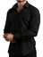 Siyah Dar Kesim Slim Fit Uzun Kol Düz Renk Erkek Gömlek - 151-20 2
