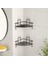 Teknotel Yapışkanlı Kancalı 2 Adet Banyo Köşe Rafı Mat Siyah ST250 2